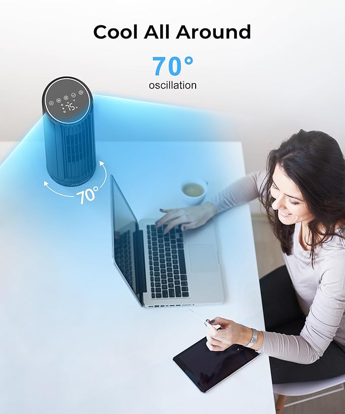 Abolee Tower Fan for Bedroom, 23ft/s Desk Fan - Image 6