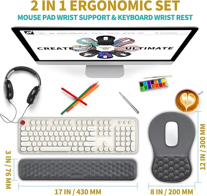 Hokafenle 2 in 1 Ergonomic Mouse Pad Wrist Support & Wrist Rest - Image 2