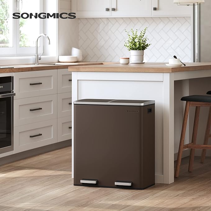 SONGMICS Trash Can, 2 x 8 Gallon Garbage Can - Image 2