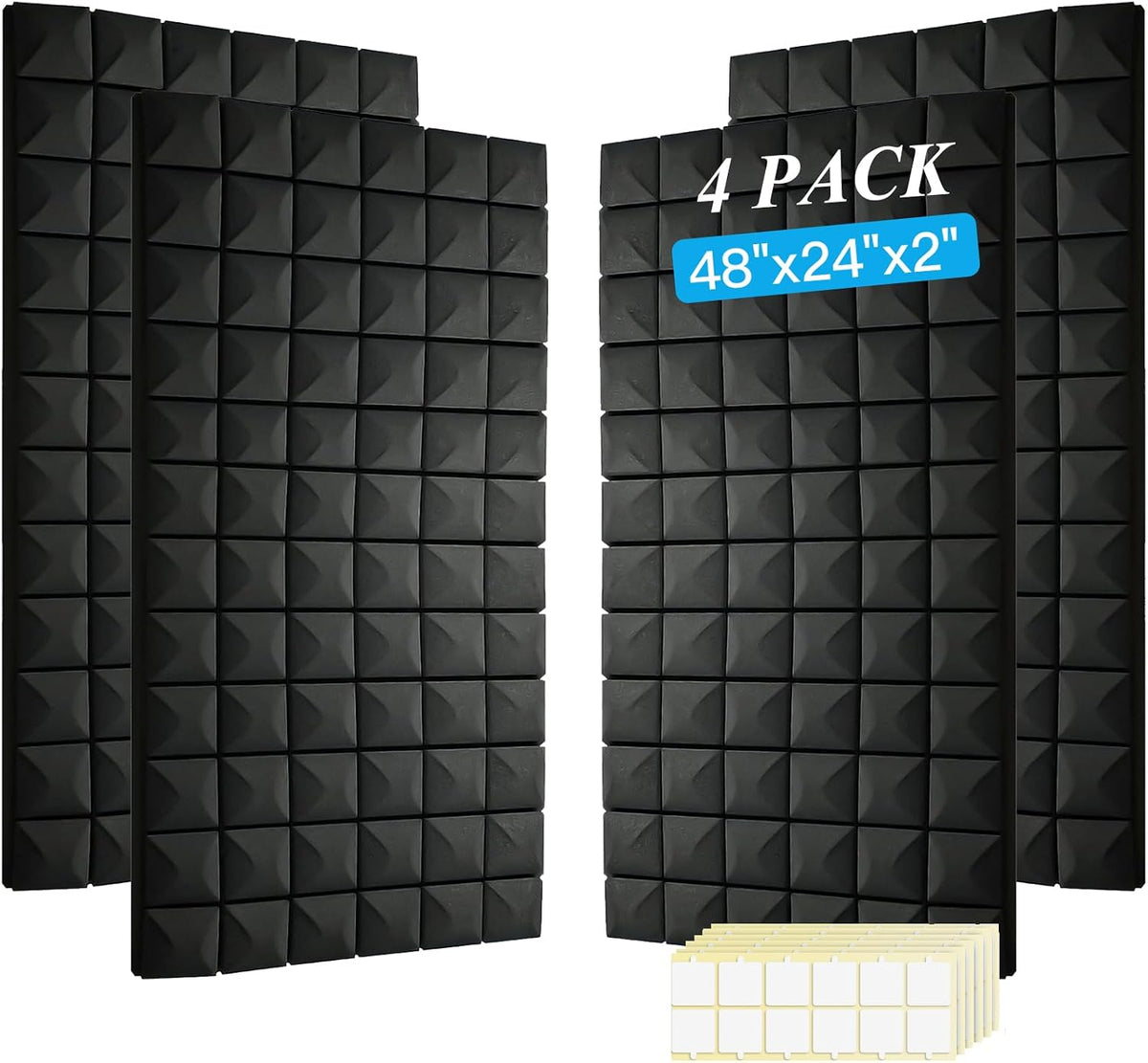 4 PCS Acoustic Panels, High Density Fire Resistant & Noise Absorbing