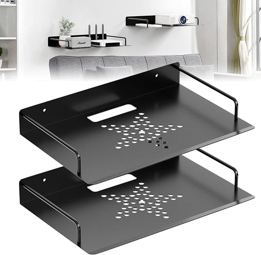 Floating Shelves for Projector, Metal Wifi Router Shelf, Cable Box Wall Mount by MEEMENG