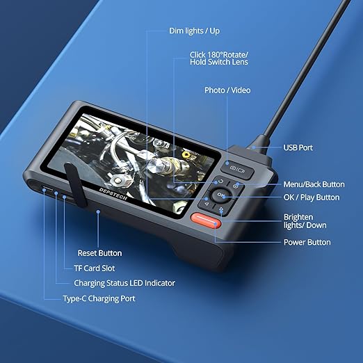 50FT Sewer Inspection Camera, DEPSTECH 1080P Dual Lens Endoscope - Image 9
