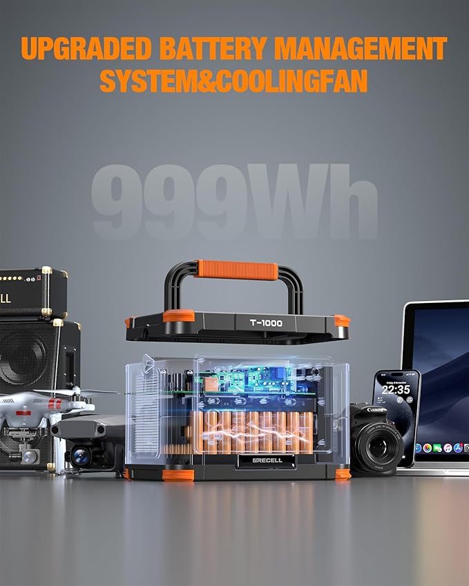 GRECELL 999Wh Solar Generator 1000W, Portable Power Station - Image 4