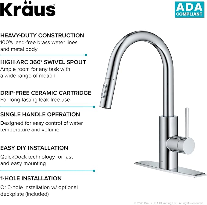 KRAUS Oletto Single Handle Pull Down Kitchen Faucet - Image 11