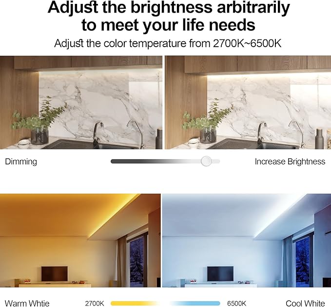 TUNICHX LED CCT Strip Color Temperature LED Strip Dual White 2700K-6500K 2.4 - Image 3