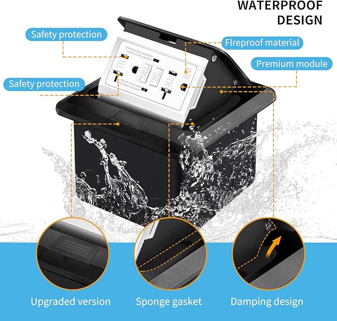 Vagueior Recessed Floor Electrical Outlet Kit, Waterproof Electrical Outlet - Image 3