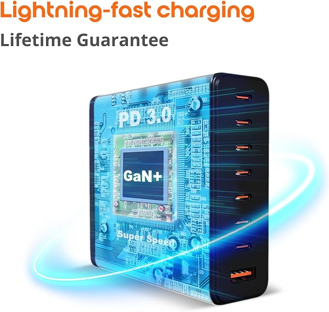 Upgraded 240W 8 Ports GaN Charger, USB Charging Hub, USB-C Charging Hub - Image 6