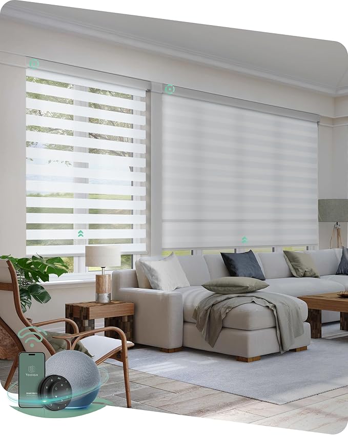 Yoolax Motorized Blinds with Remote, Electric Zebra Blinds by Yoolax