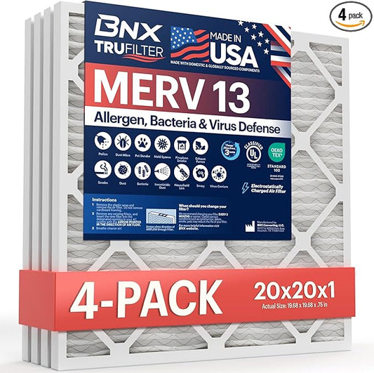 BNX TruFilter 20x20x1 MERV 13 AC Furnace Air Filter by BNX