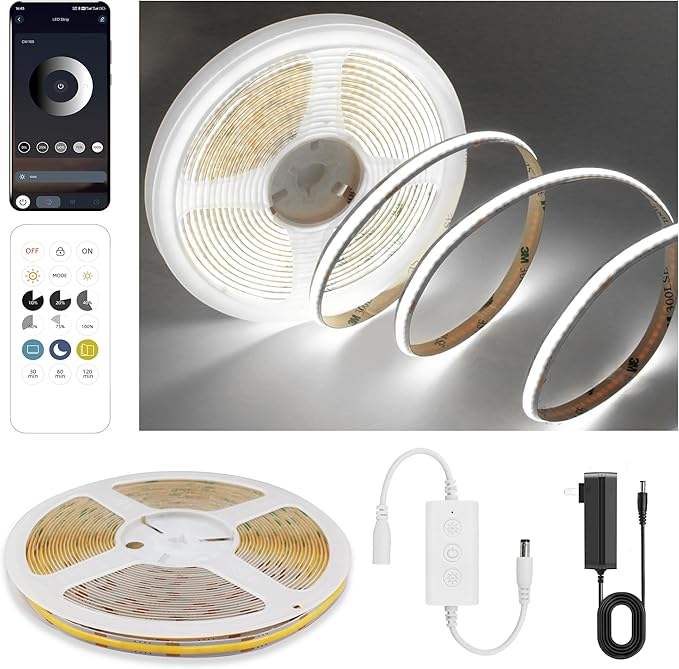 Pandery COB LED Strip Lights Cool White, 24V Dimmable led Light Strip KIT by PanderyCOBLightUPYourLife