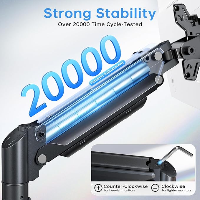 RGB Single Monitor Stand, Gas Spring Monitor Arm - Image 5