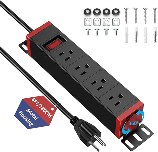 10 Inch Rack PDU Power Strip, 1U RackMount Surge Protector Power Strip with15A