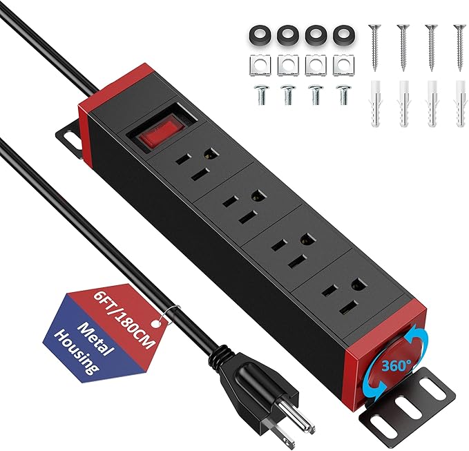 10 Inch Rack PDU Power Strip, 1U RackMount Surge Protector Power Strip with15A by BTU