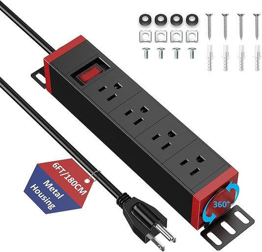 10 Inch Rack PDU Power Strip, 1U RackMount Surge Protector Power Strip with15A by BTU