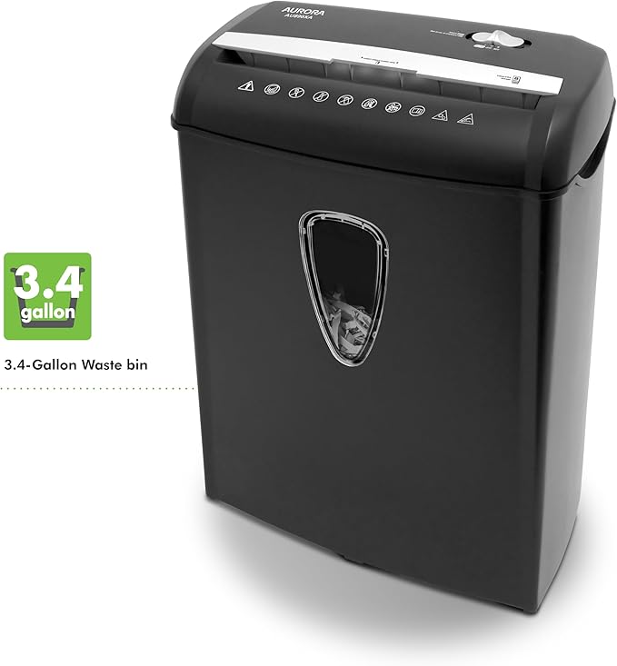 Aurora AU890XA 8-Sheet Crosscut Paper and Credit Card Shredder - Image 5