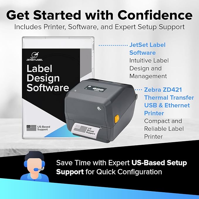 Zebra ZD421 Thermal Transfer Desktop Printer 203 dpi Print Width 4-inch USB - Image 2
