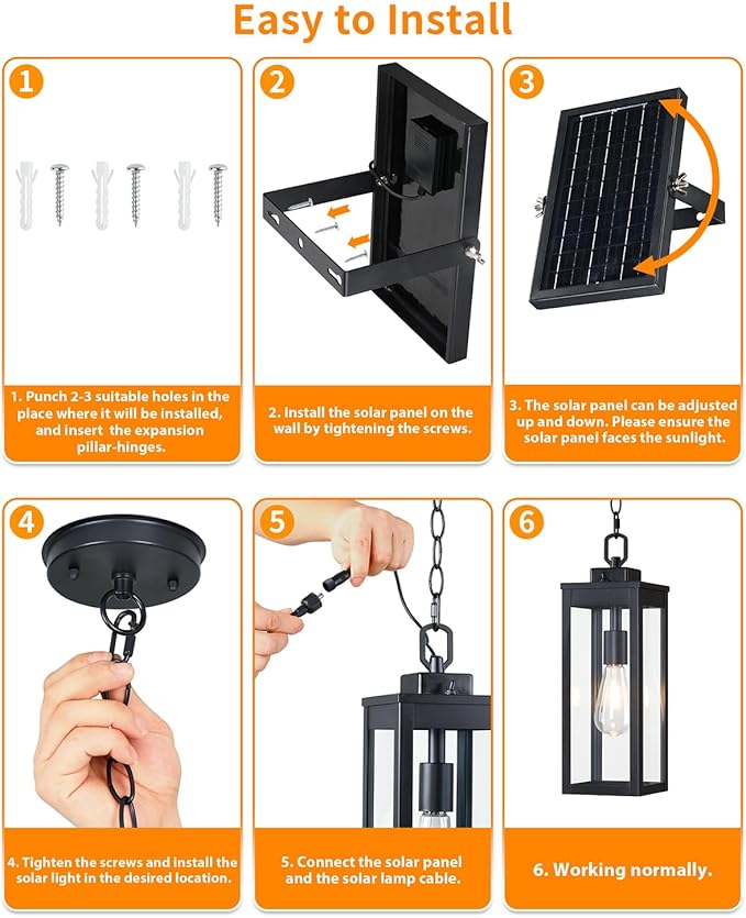 15'' Large Solar Pendant Light Outdoor, Modern Outside Chandelier Outdoor - Image 8