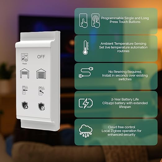 zunzunbee Slate Switch – Zigbee 3.0 Smart Wall Button Remote, Works - Image 3