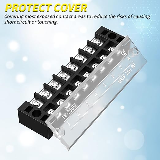 Joinfworld Terminal Block 25A 600V Dual Row Screw Terminal Strip - Image 6