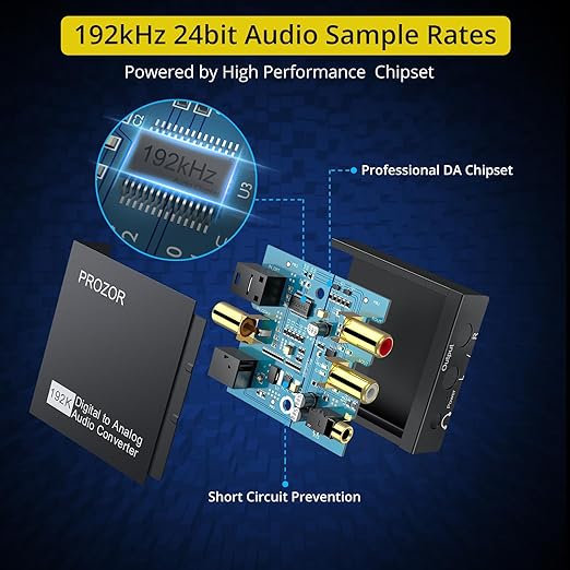 PROZOR 192KHz Digital to Analog Audio Converter DAC Digital SPDIF Optical to - Image 4