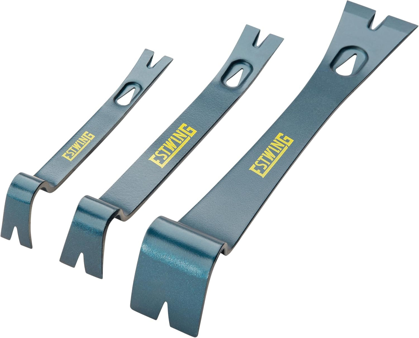 ESTWING Hammer - 16 oz Straight Rip Claw with Smooth Face & Shock Reduction Grip - E3-16S & 3-Piece Pry Bar Set - 5.5", 7.5" & 10" Nail Pullers with Wide, Thin Blades
