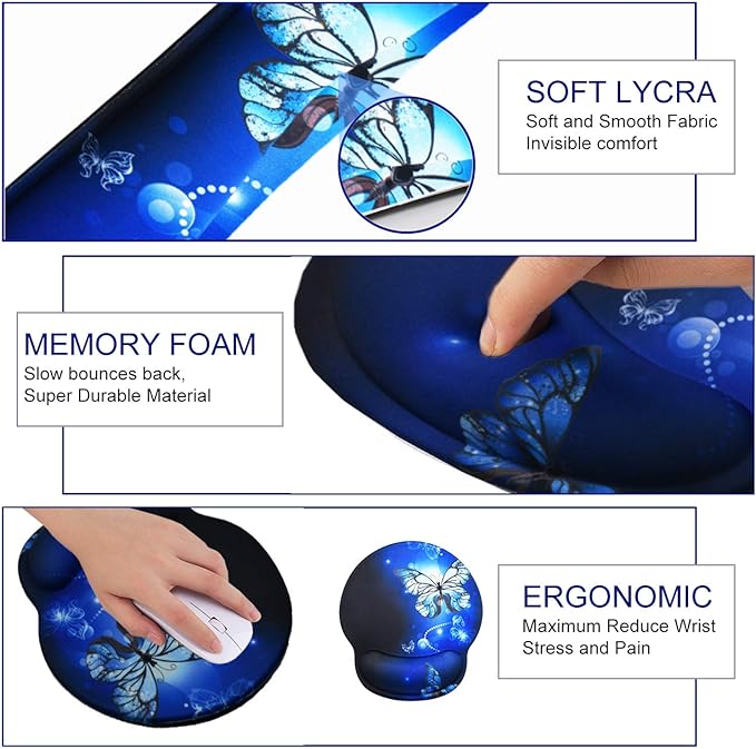 Mouse Pad Keyboard Wrist Rest, Gel Non Slip Rubber Wrist Support Rest Mouse Pad - Image 2
