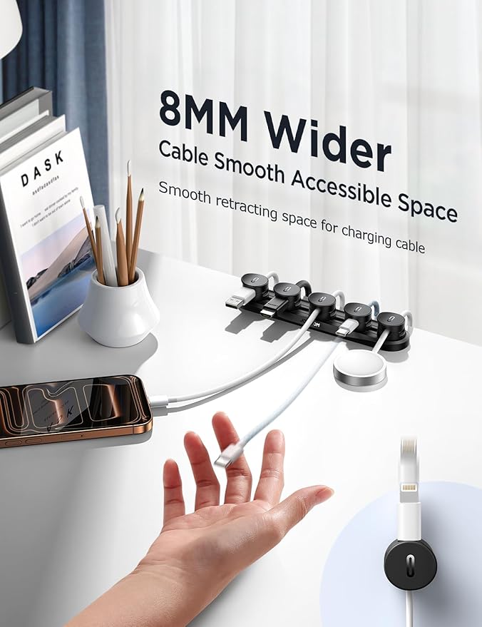 5-in-1 Magnetic Cord Organizer JOYROOM Cable Clips Under Desk Adhesive Cord - Image 4