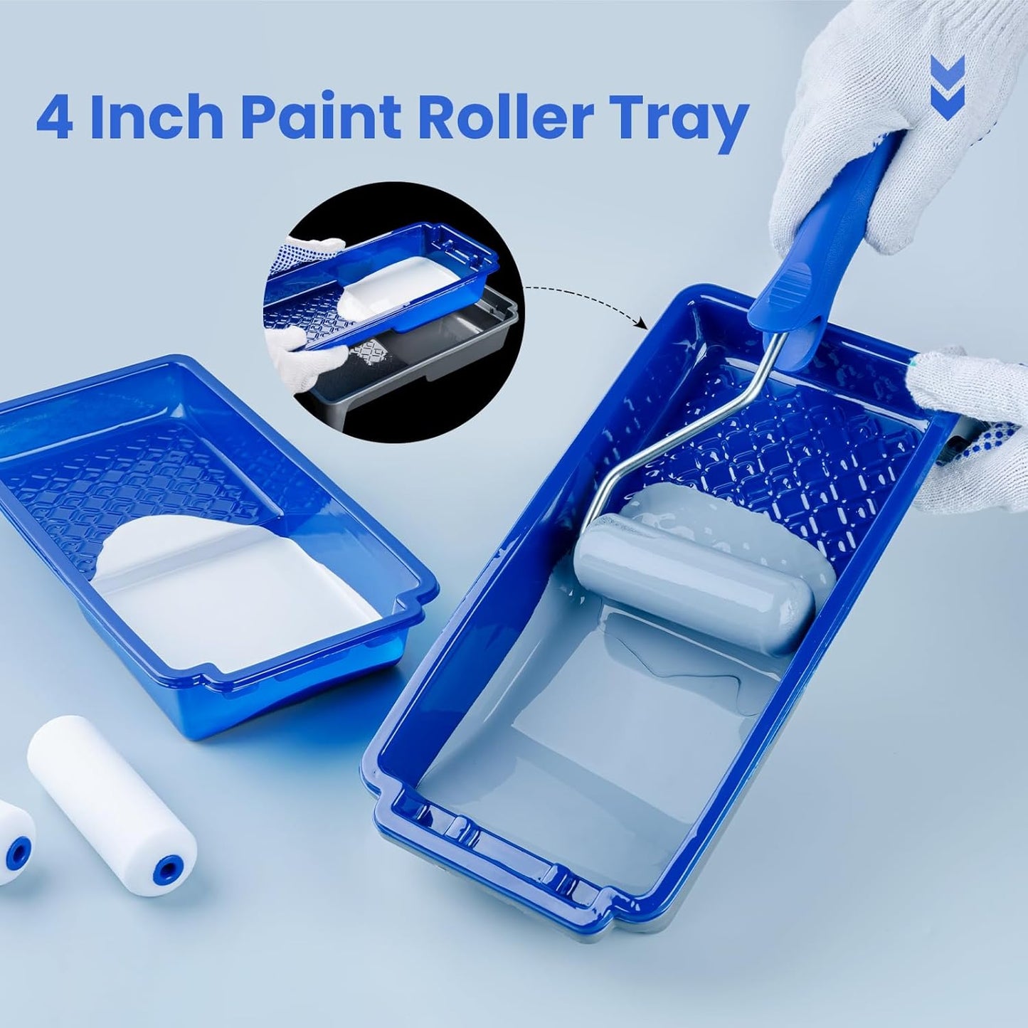 Mister Rui 4 Inch Paint Tray Liners 15-Pack, Disposable Liners Refills | Thickened Plastic Liners for 4 Inch Trays–Quick Cleanup. Ideal for Trim, Touch-Ups and Small Projects