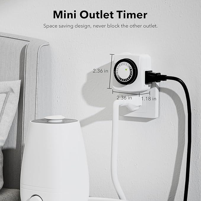 BN-LINK Indoor Timers Plug Mechanical 2 Prong 24-Hour Mini Lamp Timers 2 Pack - Image 4
