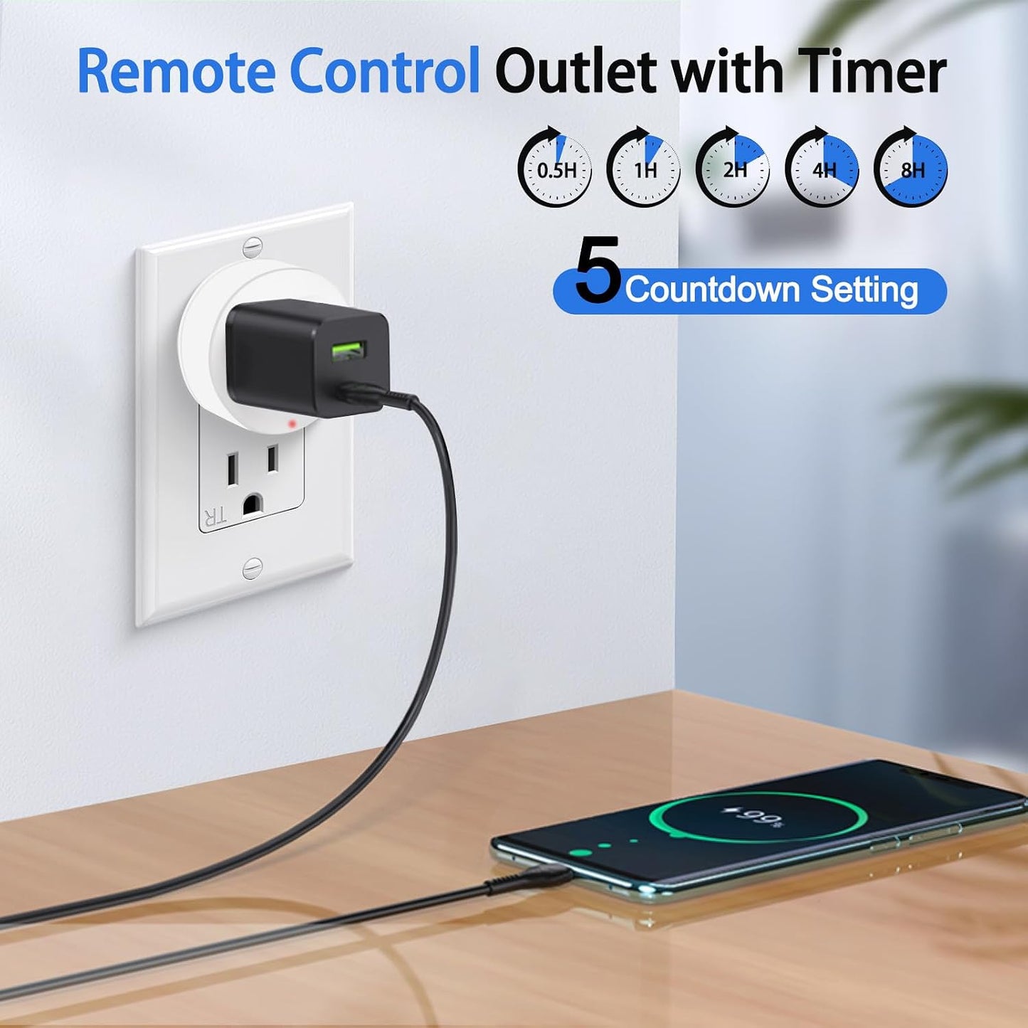 Greencycle Remote Control Outlet with Timer,1 Wireless Switch 3 Outlets | 200FT Long Range,15A/1875W,5 Timer Settings,Programmable and Expandable,for Lamps,Fans,Christmas Lights,Household Appliances