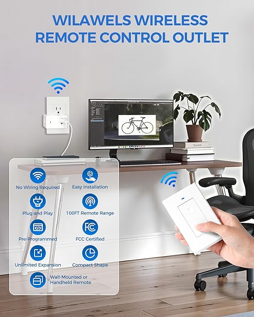 WILAWELS Mini Remote Control Outlet Wireless Light Switch, Programmable and - Image 9