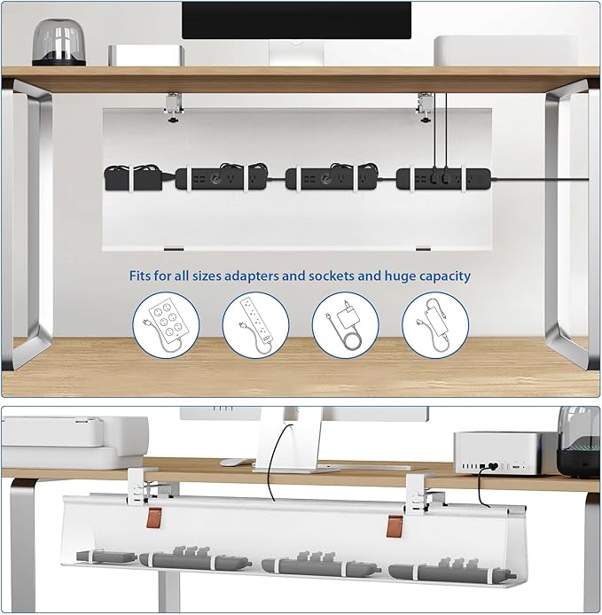 Zilink Large Cable Management Under Desk 40" No Drill Desk Cable Management - Image 3
