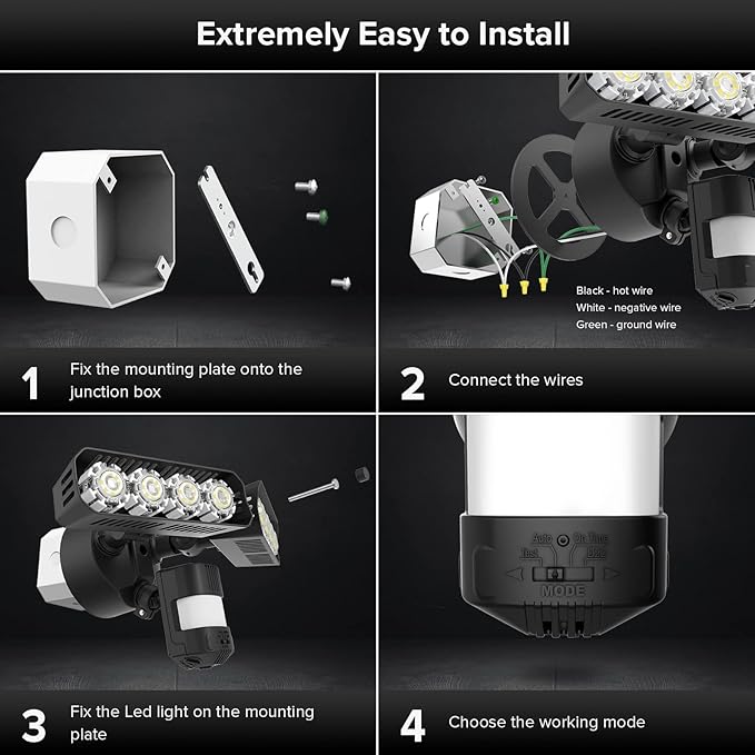 SANSI 36W 3600LM LED Motion Sensor Outdoor Light, 000 Hrs Lifespan Security - Image 6