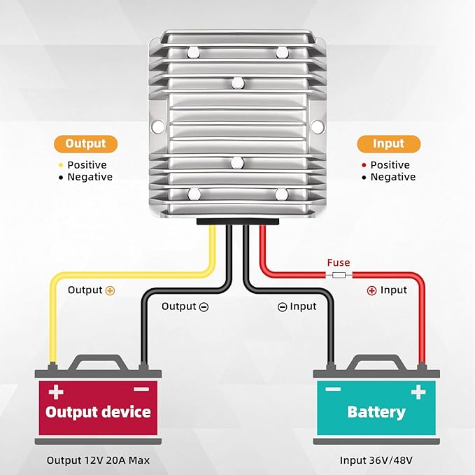 ikkwmei DC-DC Professional 48V 36V to 12V Voltage Regulator, 240W 20A - Image 3