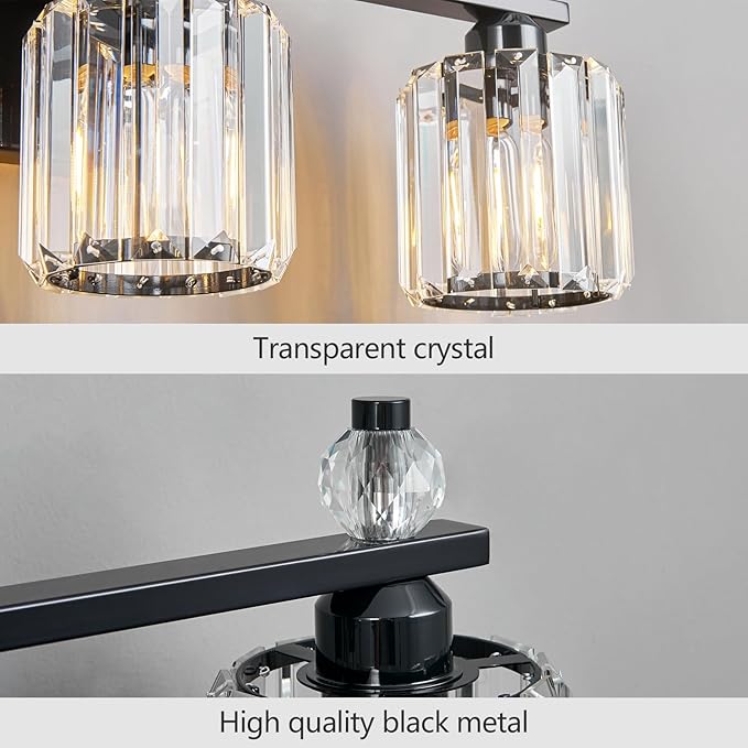 FDPBY Bathroom Vanity Lights 6-Light Plating Black Modern Crystal Vanity Light - Image 5