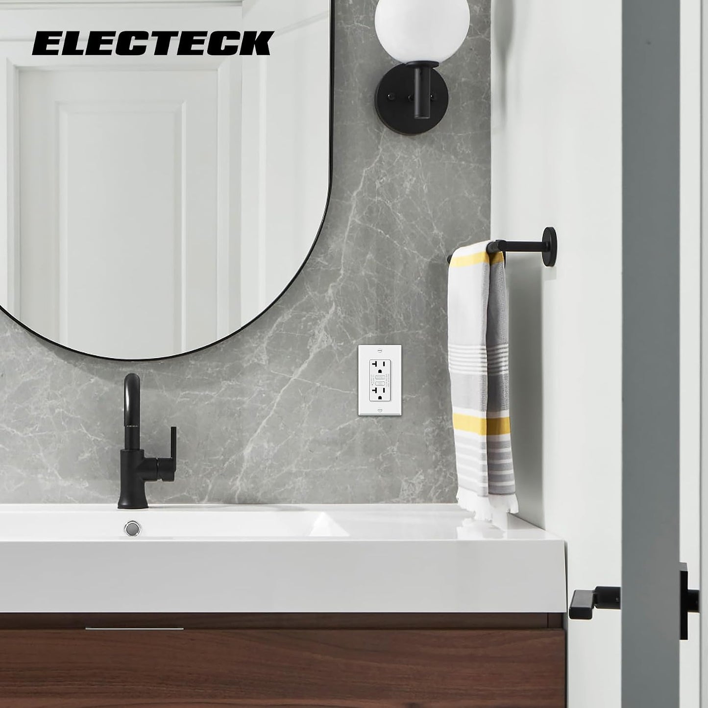 ELECTECK 10 Pack GFCI Outlets 20 Amp, NTR GFI Receptacle, ETL Listed, White | Ultra Slim Design, 20a Non-Tamper Resistant with LED Indicator, Ground Fault Circuit Interrupter, Wallplate Included