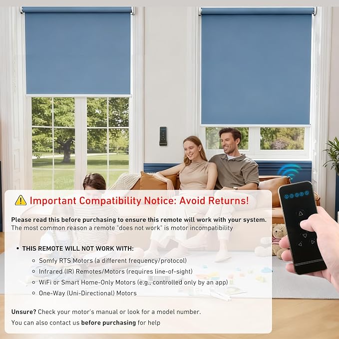 5-Channel Blind Remote Controller, Window Blinds & Shades -Compatible - Image 6