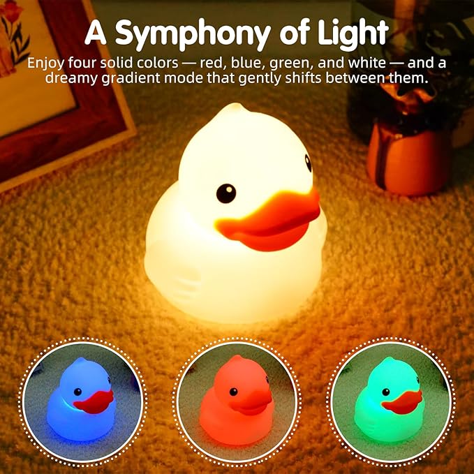 Junlumen Cute Duck Night Light – Soft Silicone Tap Lamp - Image 6