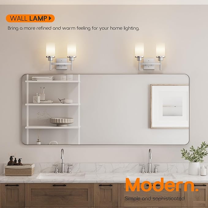AONEON Bathroom Light Fixtures Brushed Nickel Vanity Lights - Image 2