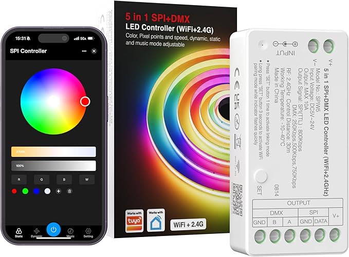 PAUTIX WiFi SPI+DMX SPIW5 Tuya SPI LED Controller Compatible by PAUTIX