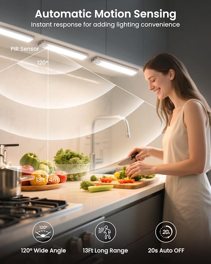 Pak 16 Inch Under Counter Cabinet Lighting, 83 LED Battery Operated Motion - Image 2