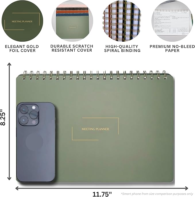 | Meeting Notebook for Work | 8.25" x 11.75" | Project Planner | Simple Design - Image 2
