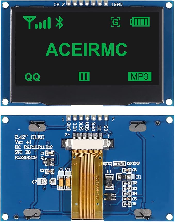 ACEIRMC 2.42 inch 128x64 OLED LCD Display Module SSD1309 7 Pin SPI/IIC I2C - Image 3
