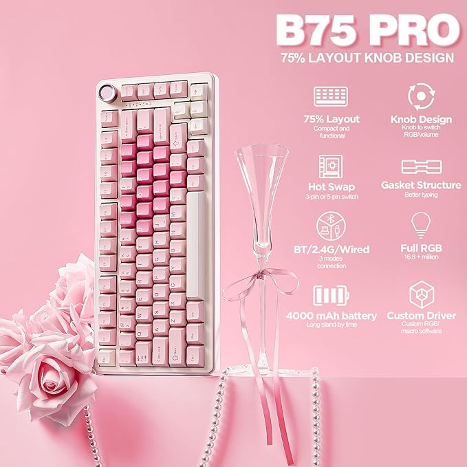 YUNZII B75 PRO Wireless Mechanical Keyboard, 75% Layout - Image 2