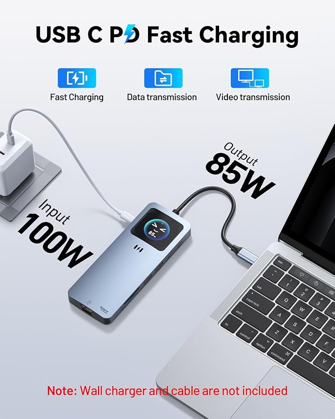 Laptop Docking Station Dual Monitor， 12-in-1 USB C Docking Station - Image 8