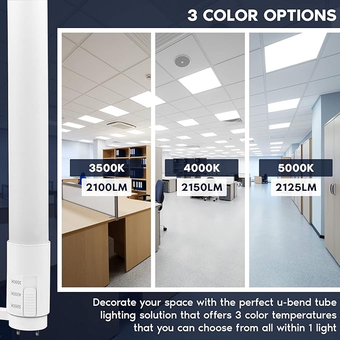 Luxrite U Bend LED Tube Light, T8 T12, 3 Colors 3500K | 4000K | 5000K, 2100 - Image 2