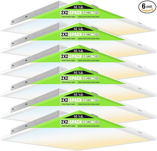6Pack 2x2 LED Light Flat Panel, 40/35/30/25/20W, 5 Color Temps by WelcometoSLAcliteBrand