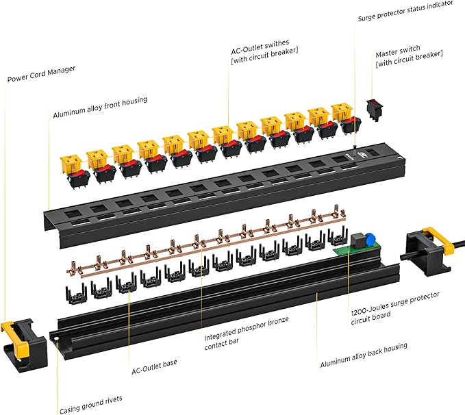 CRST 12 Outlet Heavy Duty Metal Power Strip - Image 7
