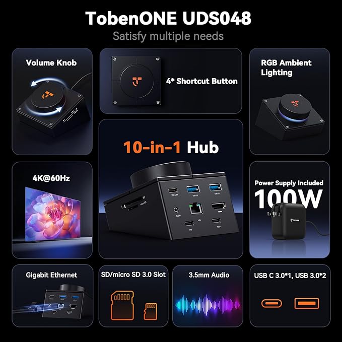 TobenONE 10-in-1 Shortcut-Key Docking Station - Image 2