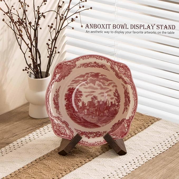 ANBOXIT Bowl Stands for Display, 4.5 Inch Plate Holder, Wooden Easel Frame - Image 2